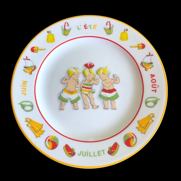 Guy Degrenne The Triplets Summer Porcelain Plate Children - Picture 5 of 6